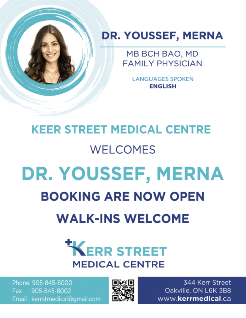 oakville female family doctor Youssef Merna joins Kerr Street Medical Centre
